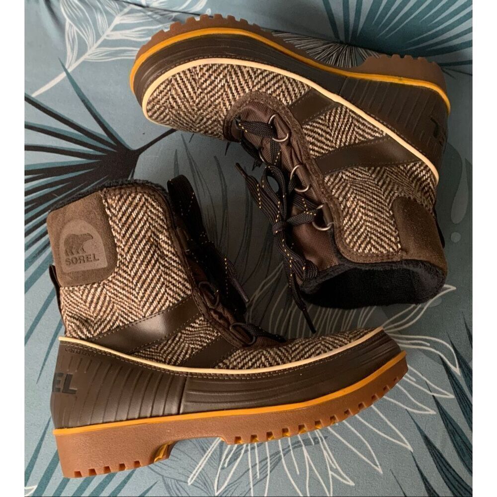 Sorel Brown Tweed and Dark Brown Winter Rain Boots - Picture 2 of 9